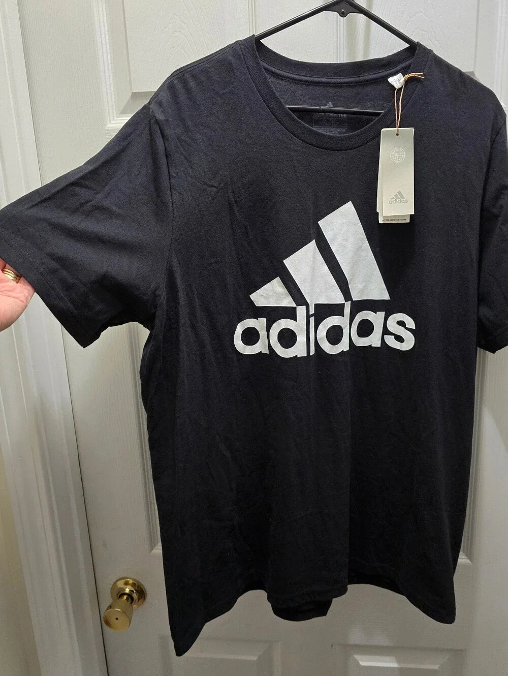 adidas Black T-Shirt with Large White Trefoil Logo
